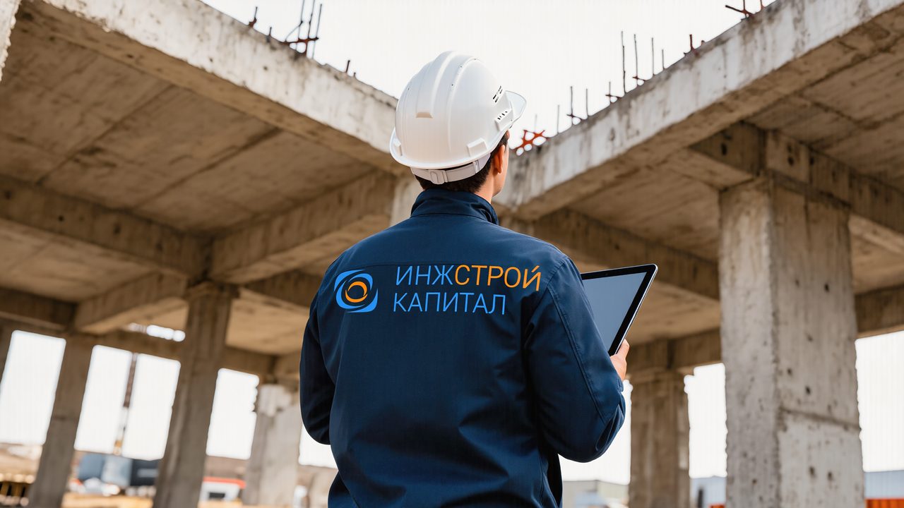 Монолитный каркас недостроенного здания при обследовании