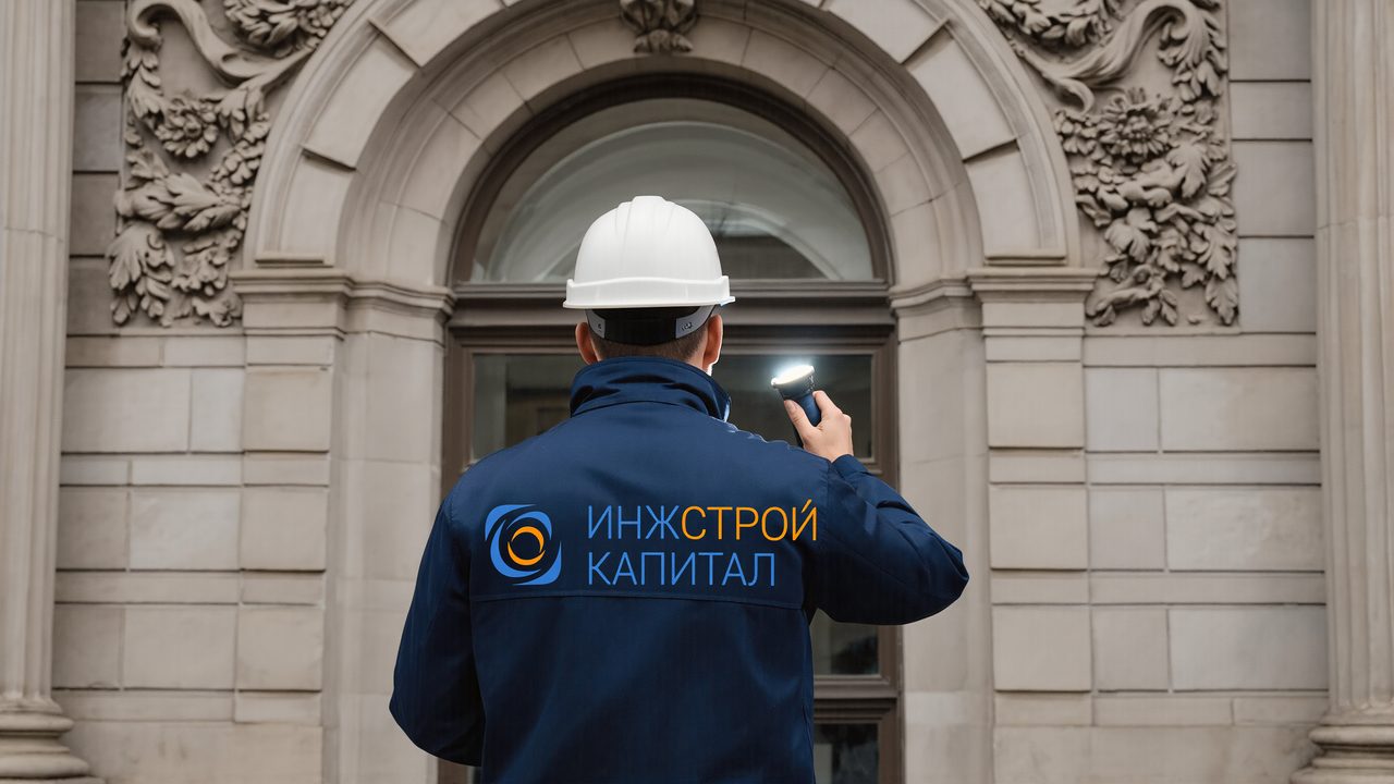 Бережный осмотр лепного декора исторического здания с фонарём