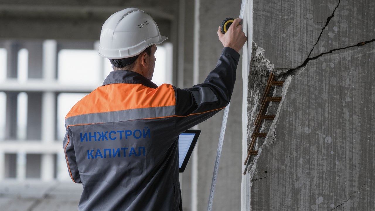 Вскрытие защитного слоя бетона для определения параметров армирования плиты